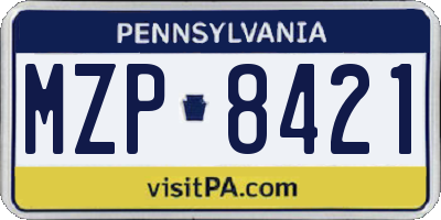 PA license plate MZP8421