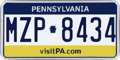 PA license plate MZP8434