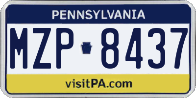 PA license plate MZP8437