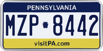 PA license plate MZP8442