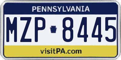 PA license plate MZP8445