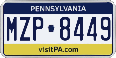 PA license plate MZP8449