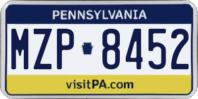 PA license plate MZP8452