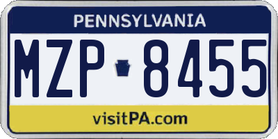 PA license plate MZP8455