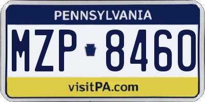 PA license plate MZP8460