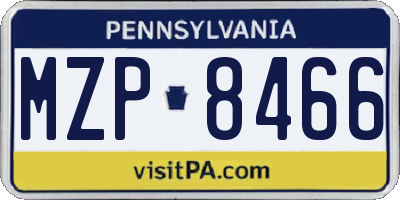 PA license plate MZP8466