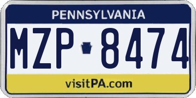 PA license plate MZP8474