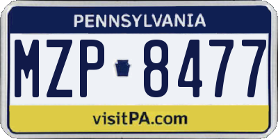 PA license plate MZP8477