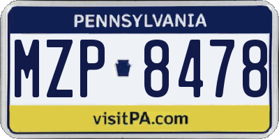 PA license plate MZP8478