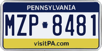 PA license plate MZP8481