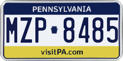 PA license plate MZP8485