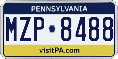 PA license plate MZP8488