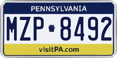 PA license plate MZP8492