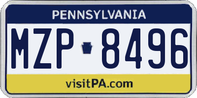 PA license plate MZP8496
