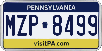 PA license plate MZP8499