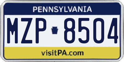 PA license plate MZP8504