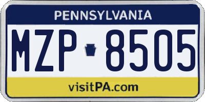 PA license plate MZP8505