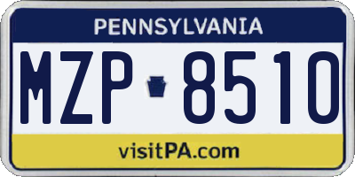 PA license plate MZP8510