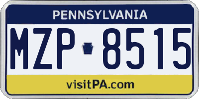PA license plate MZP8515
