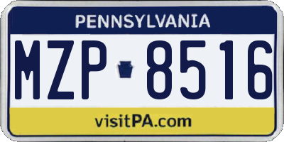 PA license plate MZP8516