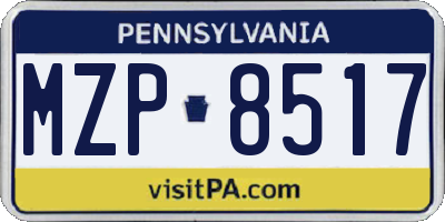 PA license plate MZP8517