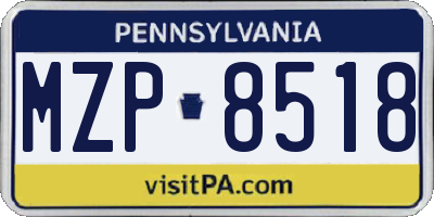 PA license plate MZP8518