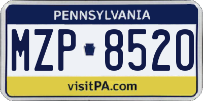 PA license plate MZP8520