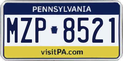 PA license plate MZP8521