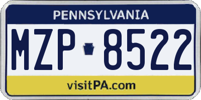 PA license plate MZP8522