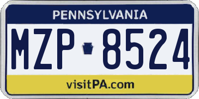 PA license plate MZP8524