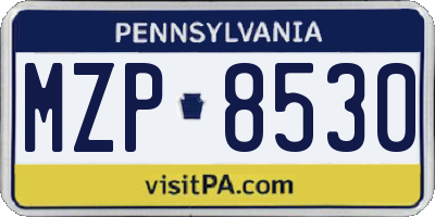 PA license plate MZP8530