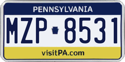 PA license plate MZP8531