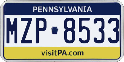 PA license plate MZP8533