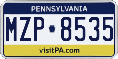 PA license plate MZP8535