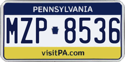 PA license plate MZP8536