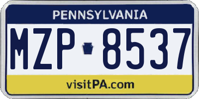 PA license plate MZP8537