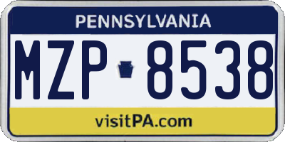 PA license plate MZP8538