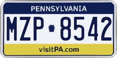 PA license plate MZP8542