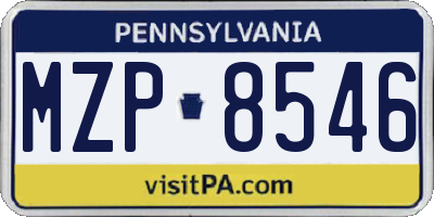 PA license plate MZP8546