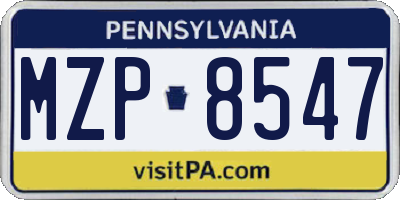 PA license plate MZP8547