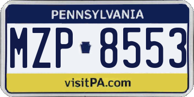 PA license plate MZP8553