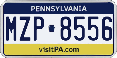 PA license plate MZP8556
