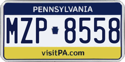 PA license plate MZP8558