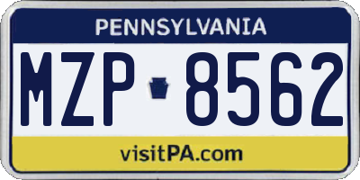 PA license plate MZP8562