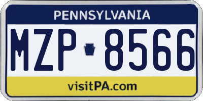 PA license plate MZP8566