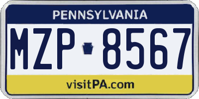PA license plate MZP8567