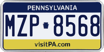 PA license plate MZP8568
