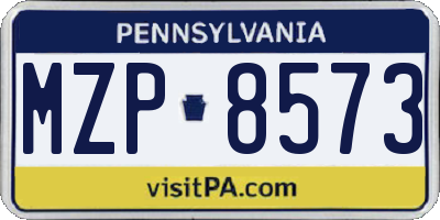 PA license plate MZP8573