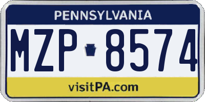 PA license plate MZP8574