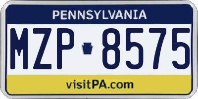 PA license plate MZP8575